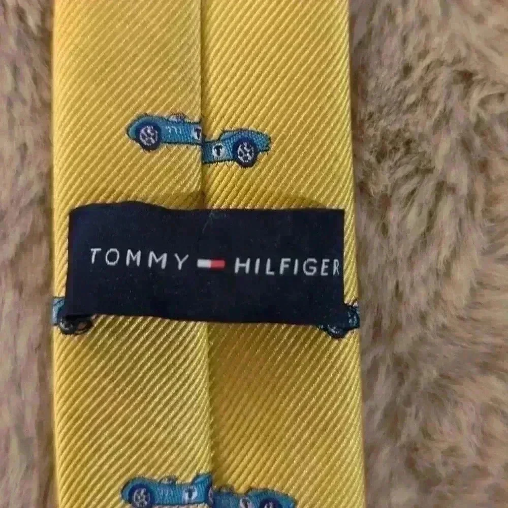 Yellow tie with cars on it, Tommy Hilfiger